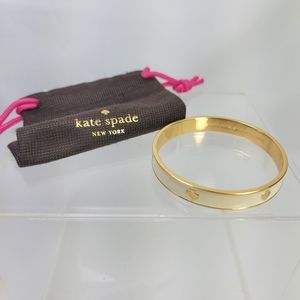 Kate Spade New York Spade Logo Gold Tone Cream Enamel Bangle Bracelet